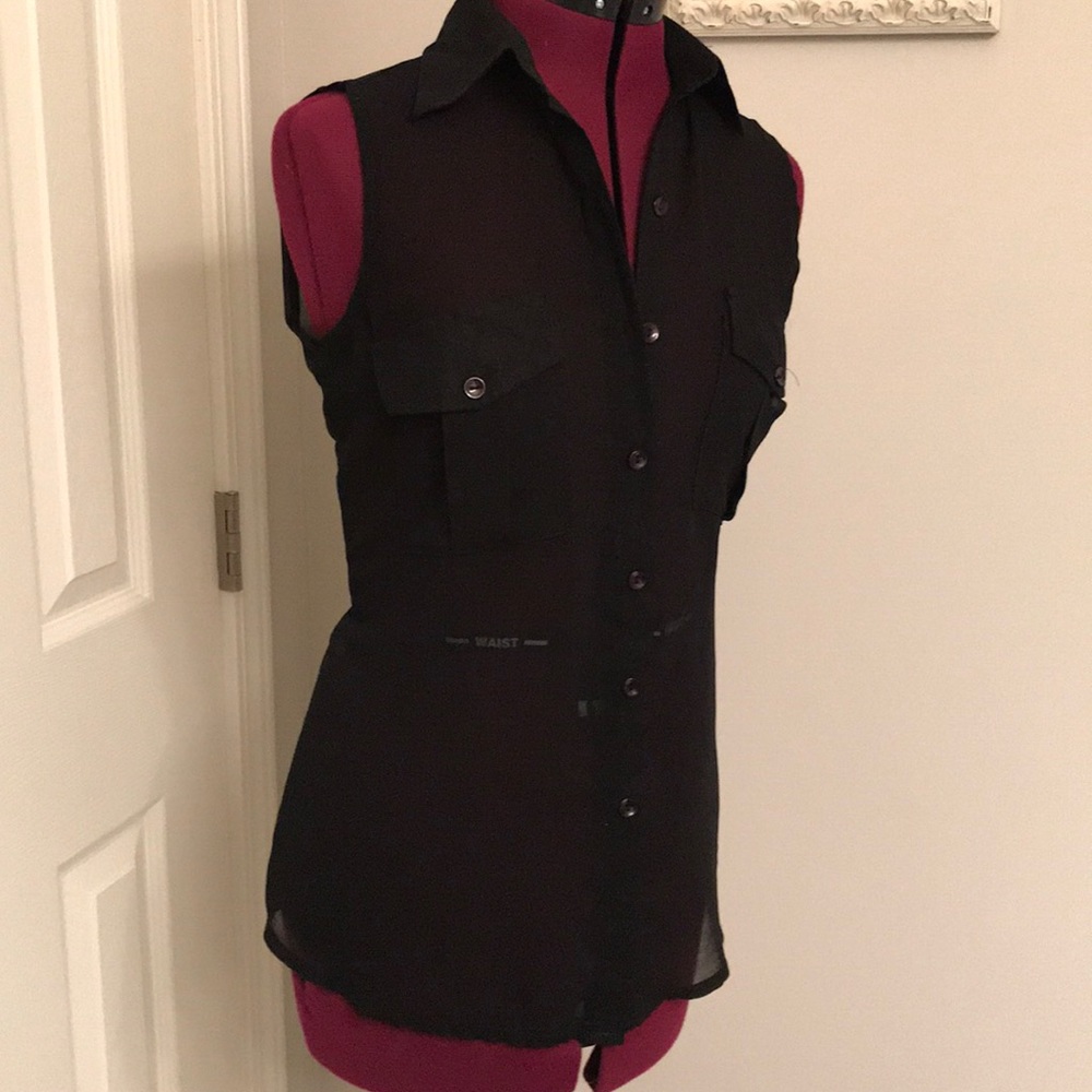 Altar’d State black sheer sleeveless button up top